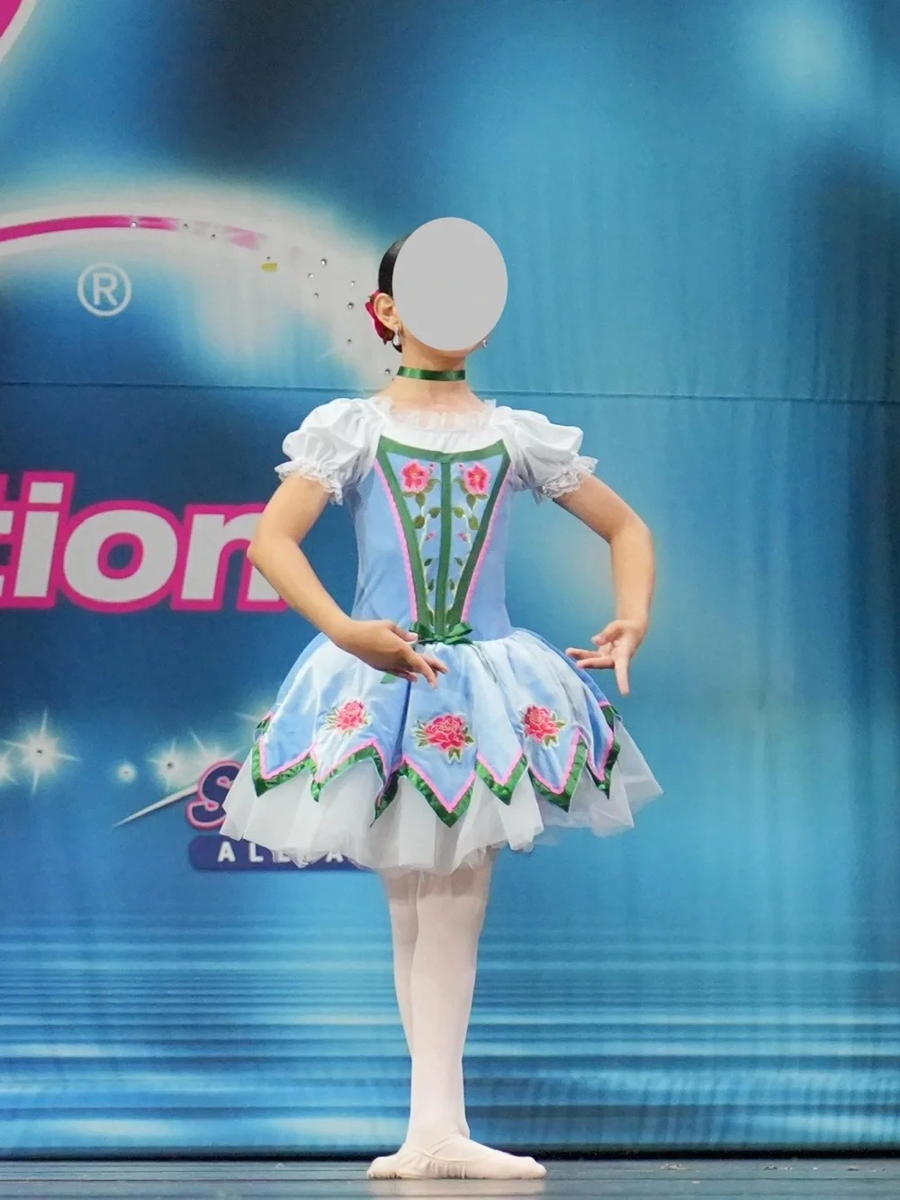Kids Blue Floral Ballet Costume Dress by